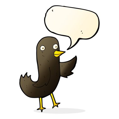 Konuşma baloncuklu komik çizgi film kuşu