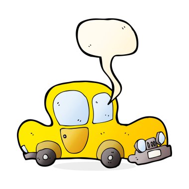 Konuşma baloncuklu çizgi film arabası