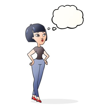 düşünce kabarcık karikatür kadın