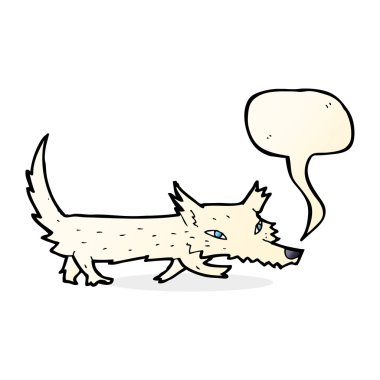 Konuşma baloncuğu olan küçük kurt.