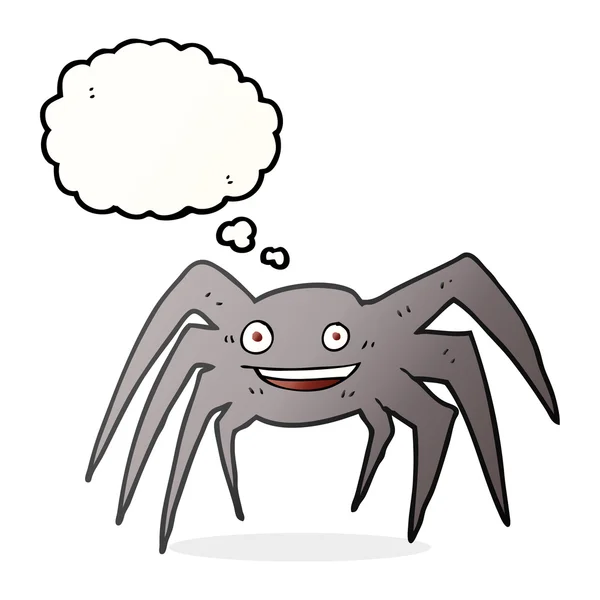 Pensiero bolla cartone animato ragno felice — Vettoriale Stock