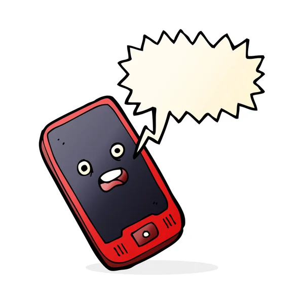 Γελοιογραφία κινητό τηλέφωνο με το συννεφάκι λόγου — Διανυσματικό Αρχείο