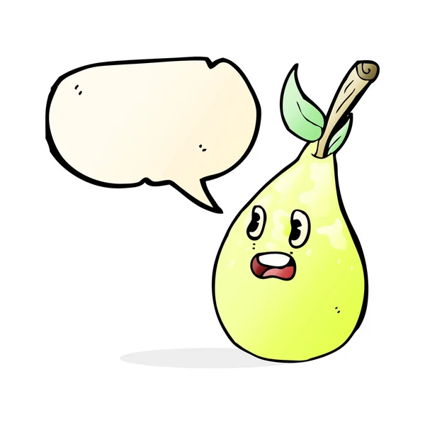 Cartoon pear with speech bubble — Stock Vector