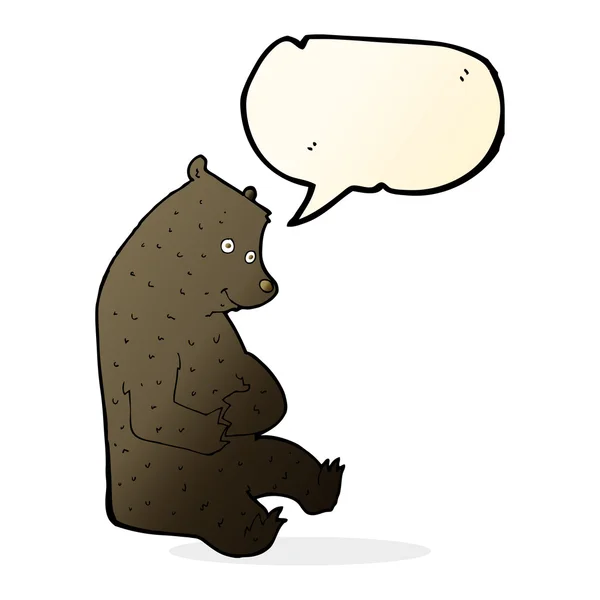 漫画の吹き出しと幸せの黒い熊 — ストックベクタ