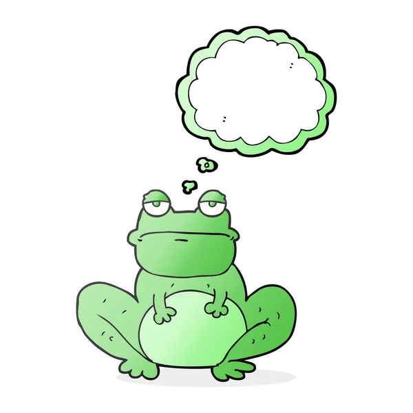 Düşünce kabarcık karikatür kurbağa — Stok Vektör