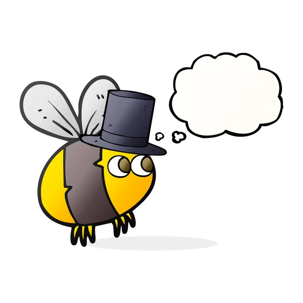 Dacht dat bubble cartoon bee in hoge hoed — Stockvector