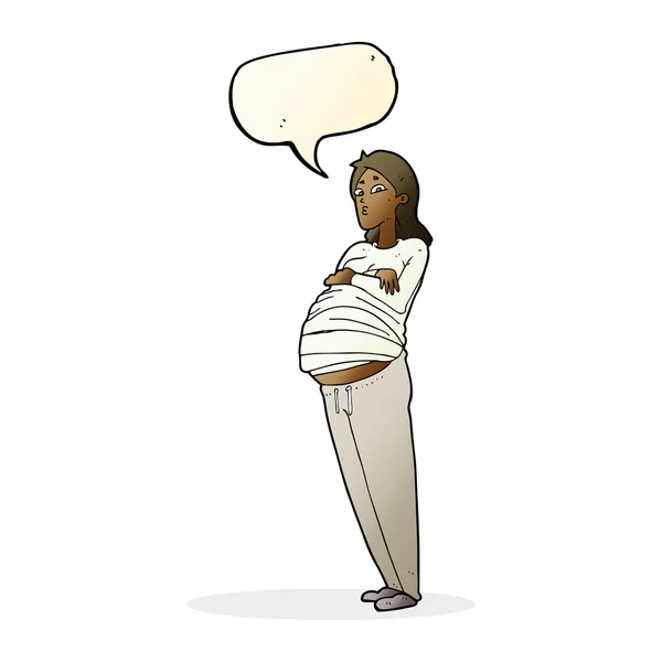 Dessin animé femme enceinte avec bulle d'expression — Image vectorielle