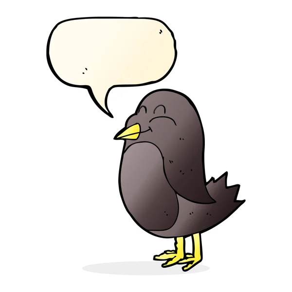 Pájaro de dibujos animados con burbuja del habla — Vector de stock