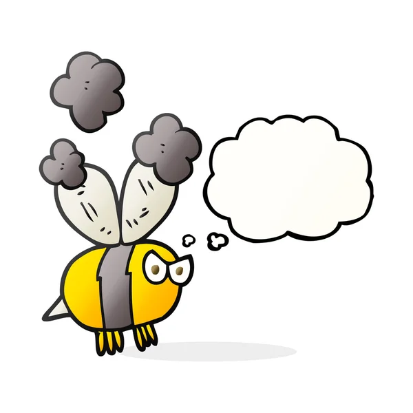 Pensamento bolha desenho animado abelha com raiva — Vetor de Stock
