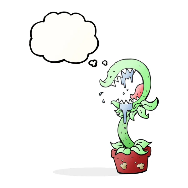 Pensée bulle dessin animé plante carnivore — Image vectorielle