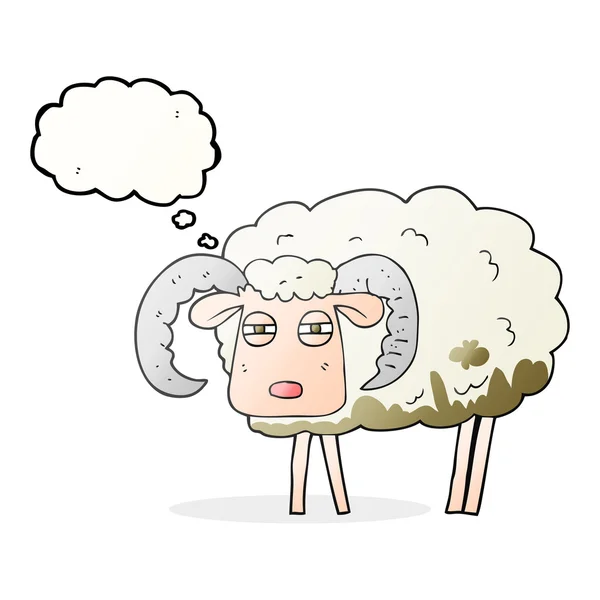 Dacht dat bubble cartoon ram overdekte in mud — Stockvector