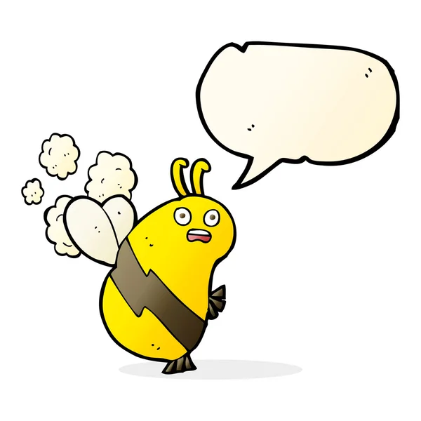 Drôle de dessin animé abeille avec bulle de parole — Image vectorielle