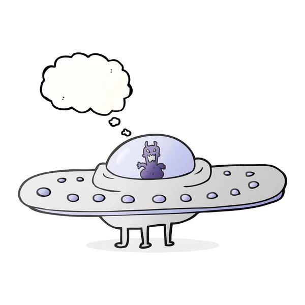 Disco volante del fumetto della bolla di pensiero — Vettoriale Stock