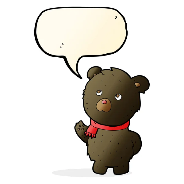 Desenho animado bonito urso preto com bolha de fala — Vetor de Stock