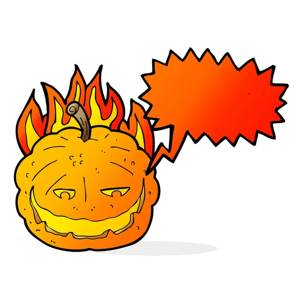 Cartoon halloween pumpkin with speech bubble — Stock Vector