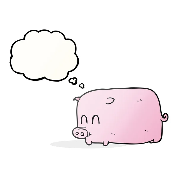 Pensamento bolha cartoon porco — Vetor de Stock