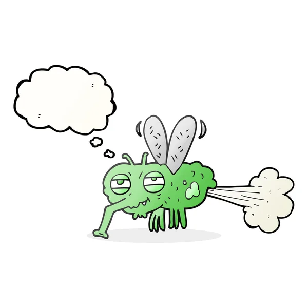 Gândire bubble desene animate brut farting zbura — Vector de stoc