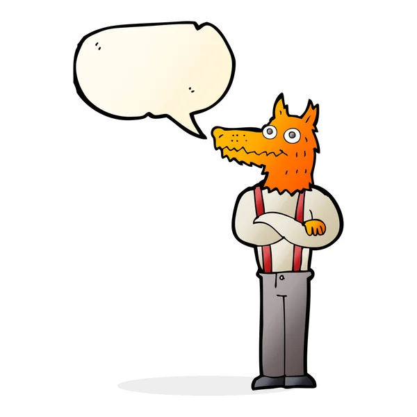 Cartoon funny fox with speech bubble — Stock Vector