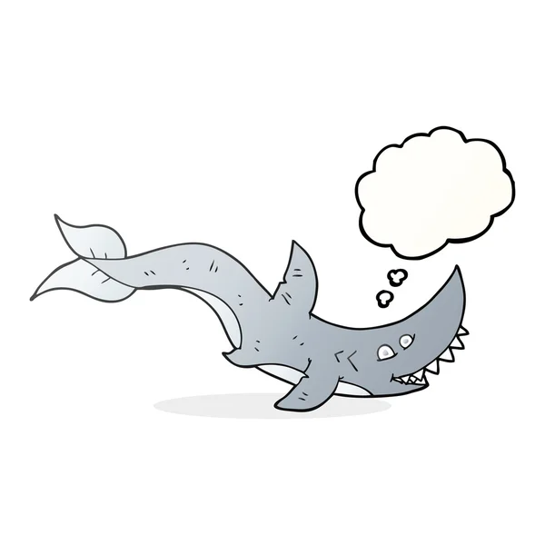 Tiburón de dibujos animados burbuja pensamiento — Vector de stock