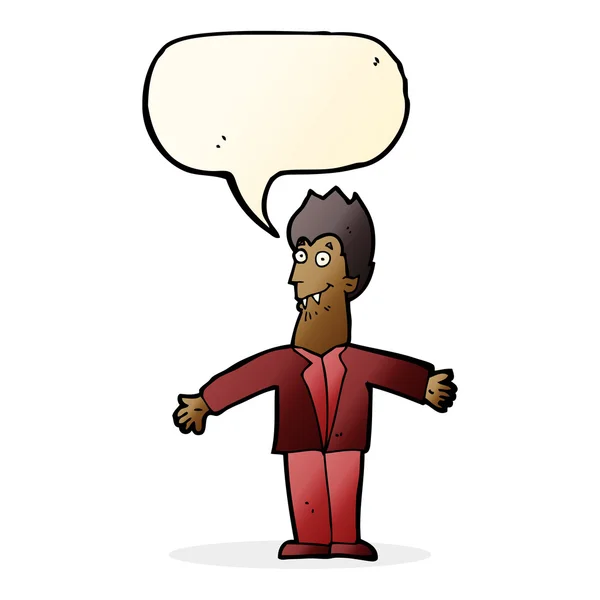 Hombre vampiro de dibujos animados con burbuja de habla — Vector de stock