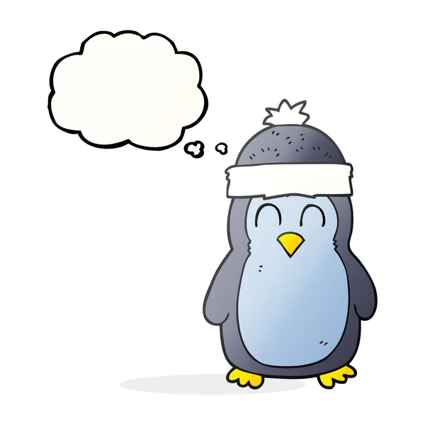 Gedachte zeepbel cartoon pinguïn — Stockvector