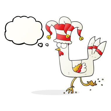 komik şapka çalışan düşünce kabarcık karikatür tavuk