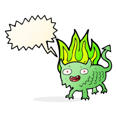 Konuşma baloncuğu olan küçük şeytan.