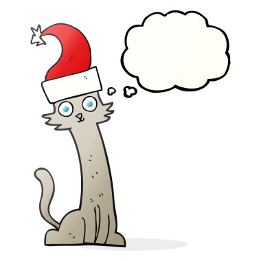 kabarcık karikatür kedi Noel şapkalı sanıyordum