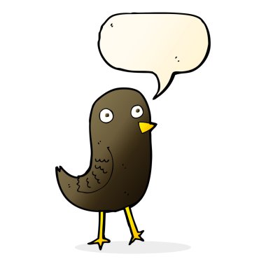 Konuşma baloncuklu komik çizgi film kuşu