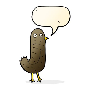 Konuşma baloncuklu komik çizgi film kuşu