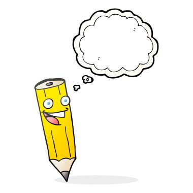 mutlu düşünce kabarcık karikatür kalem