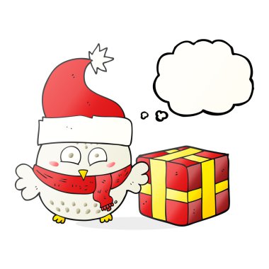 düşünce balonu karikatür Noel baykuş