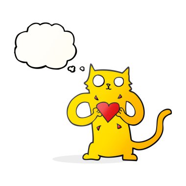 aşk kalp ile düşünce kabarcık karikatür kedi