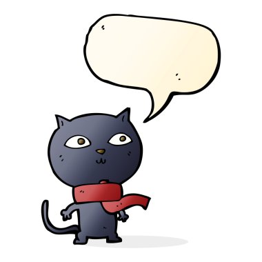 çizgi film siyah kedi konuşma balonu ile şal