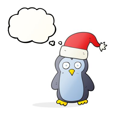 düşünce kabarcık karikatür penguen