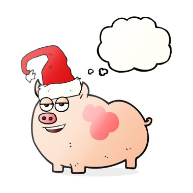 düşünce balonu karikatür Noel domuz