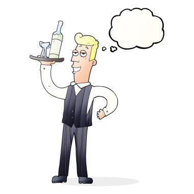 düşünce kabarcık karikatür garson