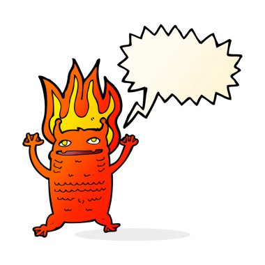 Konuşma balonu olan küçük bir canavar.