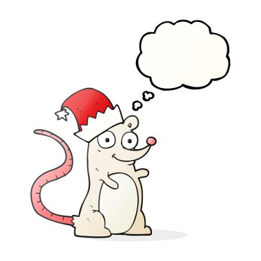 kabarcık karikatür fare Noel şapka takıyor sanıyordum