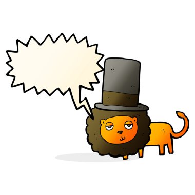 çizgi film aslan içinde konuşma balonu ile üst şapka