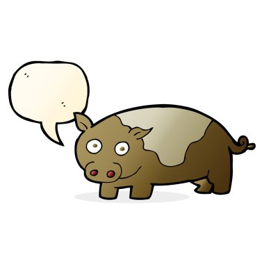 Konuşma balonlu çizgi film domuzu.