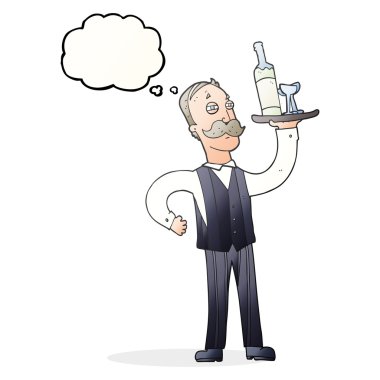 düşünce kabarcık karikatür garson