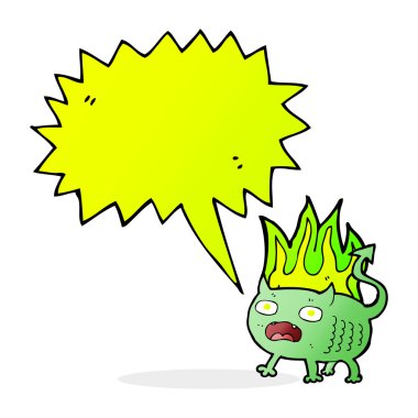 Konuşma balonlu küçük şeytan.