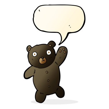 konuşma balonu ile sevimli siyah ayıcık çizgi film