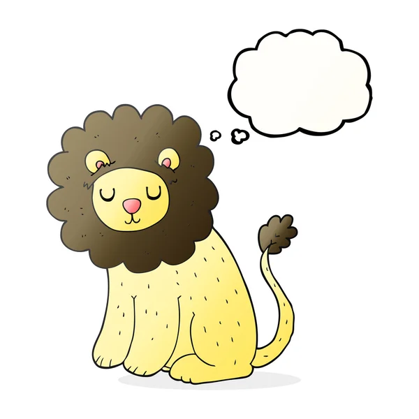Myśli bańki kreskówka lew ładny — Wektor stockowy