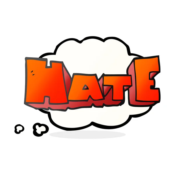 Gedachte zeepbel cartoon woord haat — Stockvector