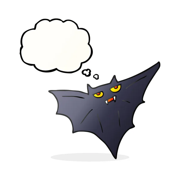 Pensamiento burbuja dibujos animados halloween bat — Vector de stock