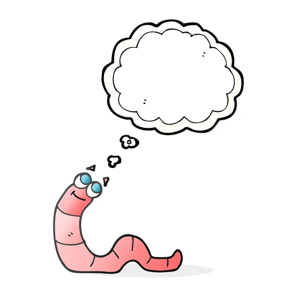 Pensamento bolha desenho animado verme — Vetor de Stock