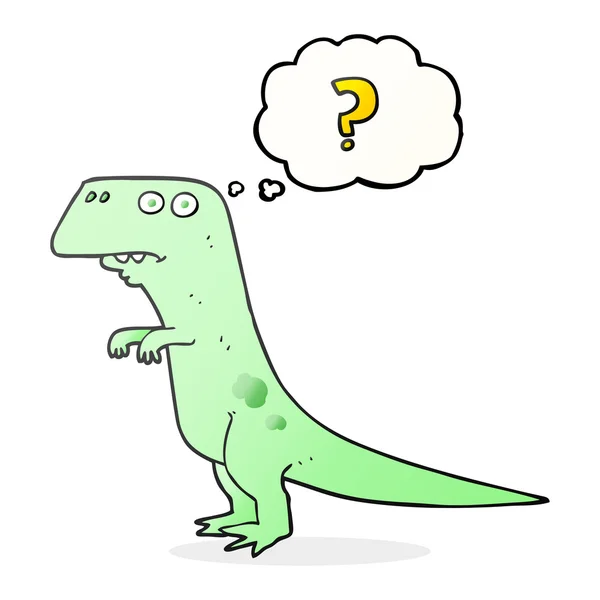 Pensée bulle dessin animé confuse dinosaure — Image vectorielle