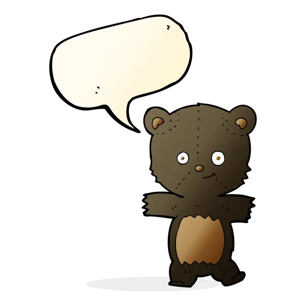 Bonito cartoon urso preto com fala bolha —  Vetores de Stock